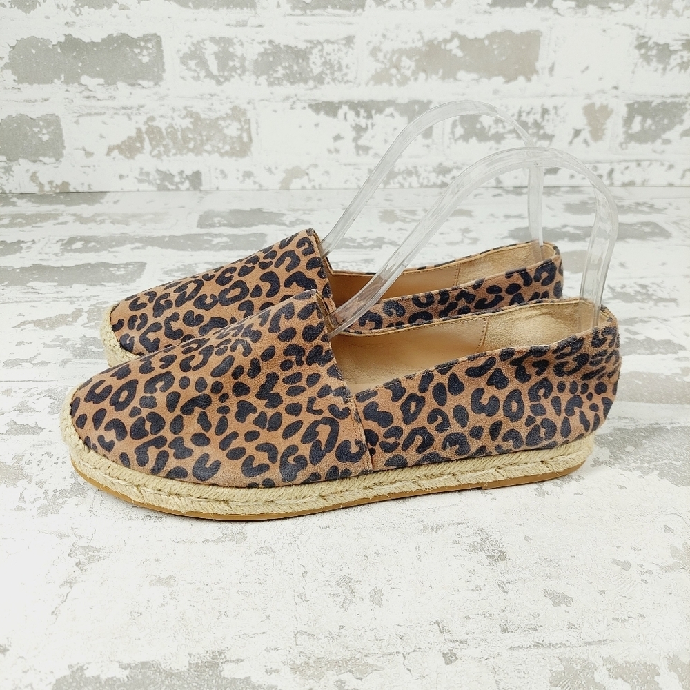 Stuart Weitzman Leopard Print Espadrille Flats in Brown and Black